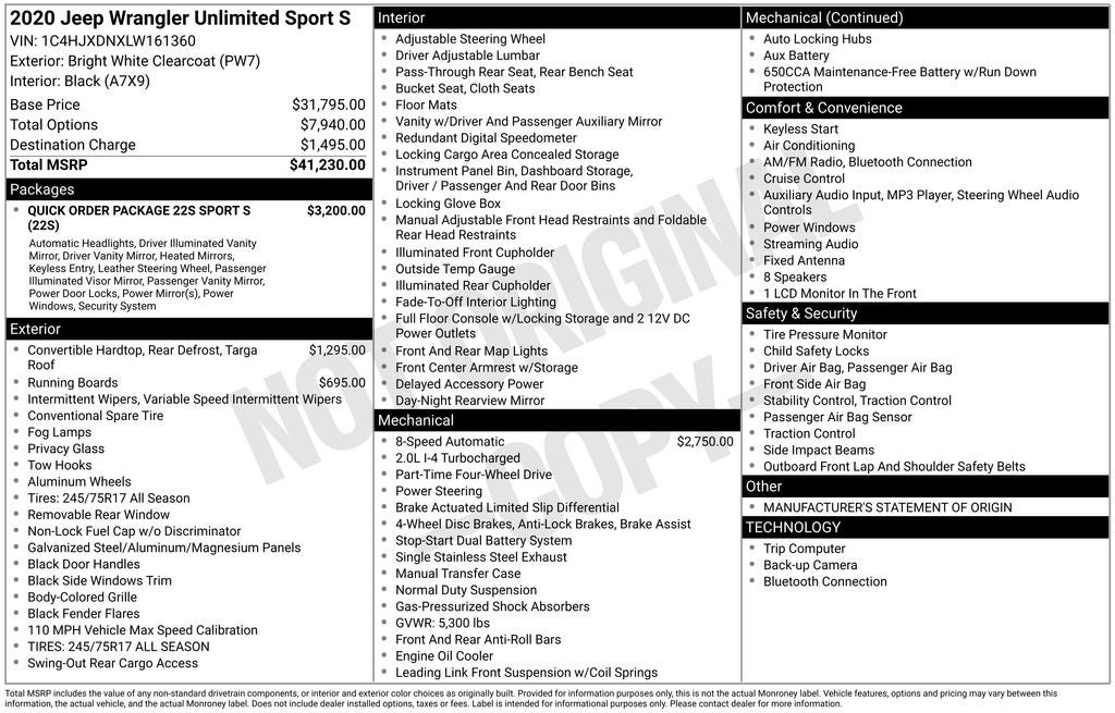 2020 Jeep Wrangler Unlimited Sport S