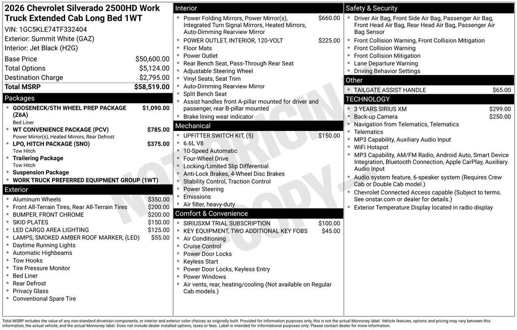 2026 Chevrolet Silverado 2500HD Work Truck