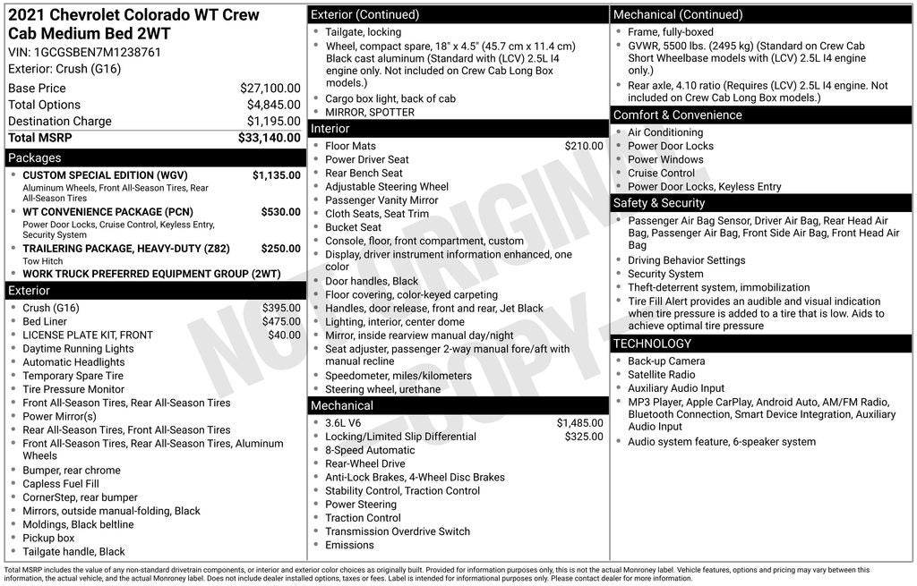2021 Chevrolet Colorado Work Truck
