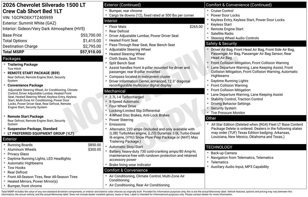2026 Chevrolet Silverado 1500 LT LT1