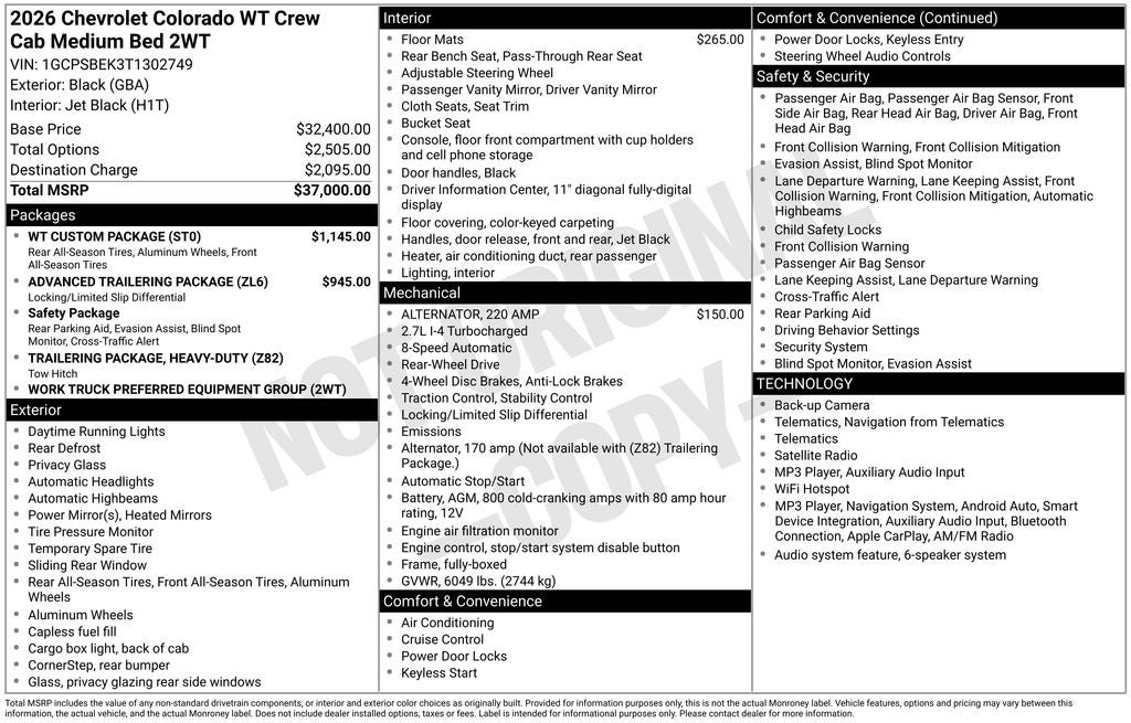 2026 Chevrolet Colorado Work Truck