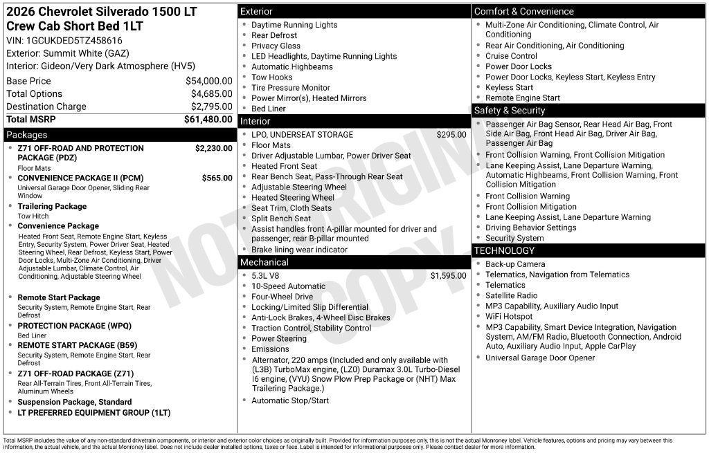 2026 Chevrolet Silverado 1500 LT LT1