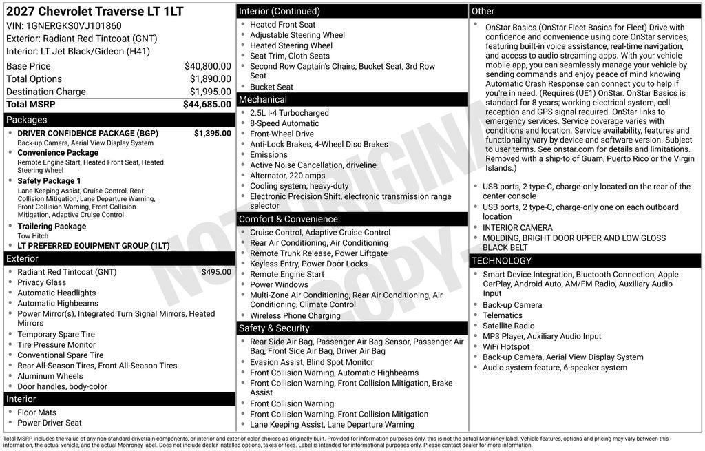 2027 Chevrolet Traverse LT 1LT