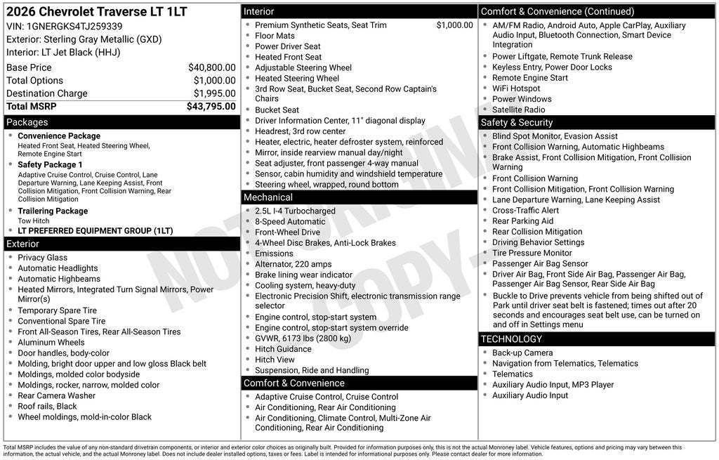 2026 Chevrolet Traverse LT 1LT