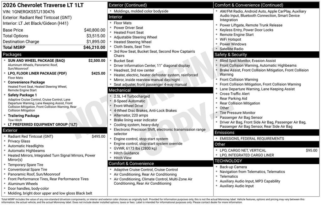 2026 Chevrolet Traverse LT 1LT