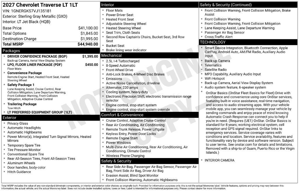 2027 Chevrolet Traverse LT 1LT