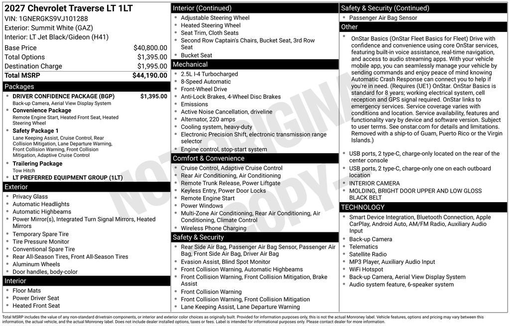 2027 Chevrolet Traverse LT 1LT