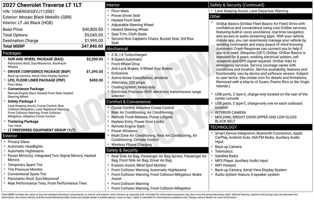 2027 Chevrolet Traverse LT 1LT