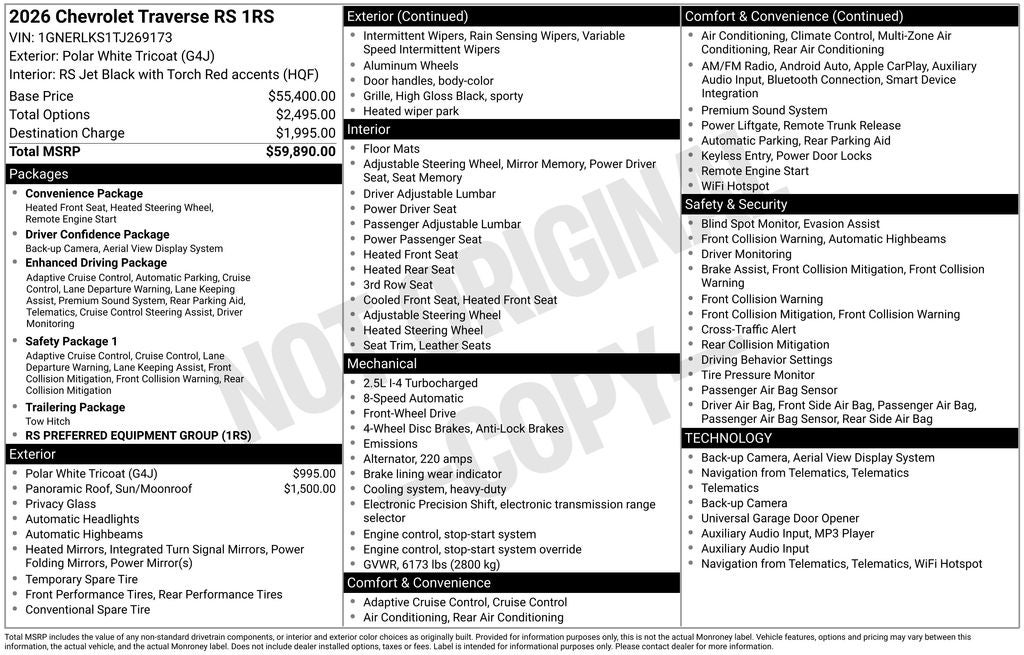 2026 Chevrolet Traverse RS