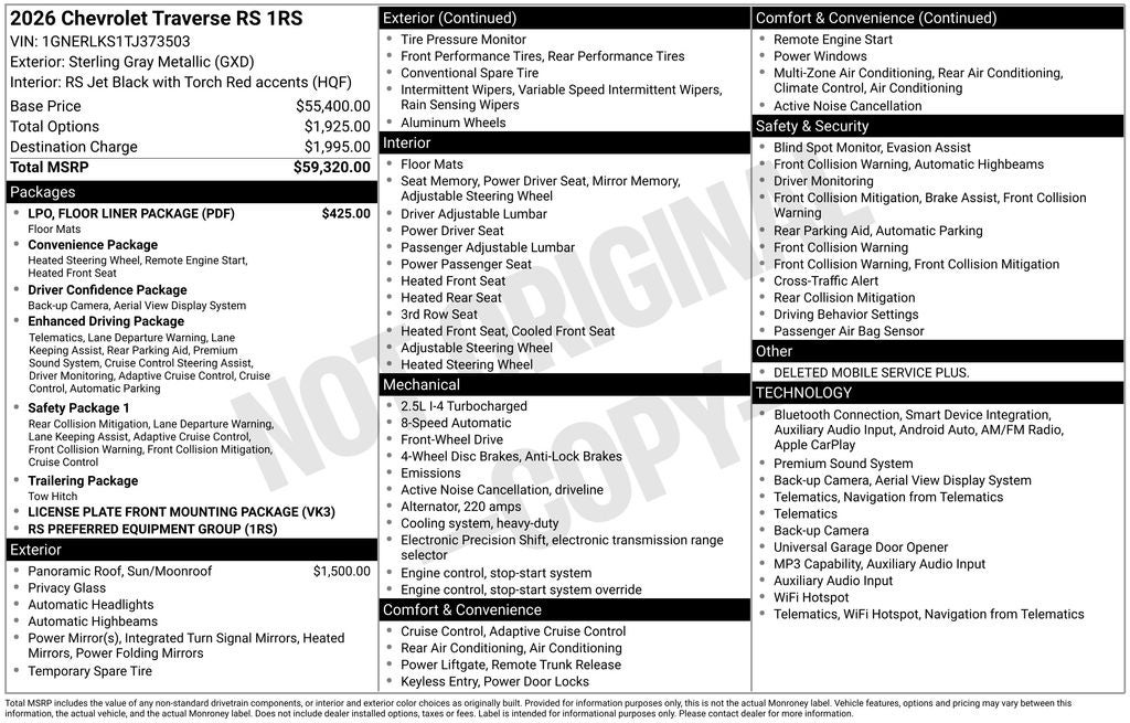 2026 Chevrolet Traverse RS