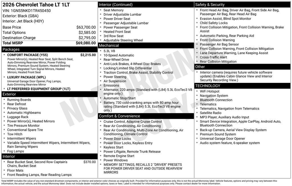 2026 Chevrolet Tahoe LT