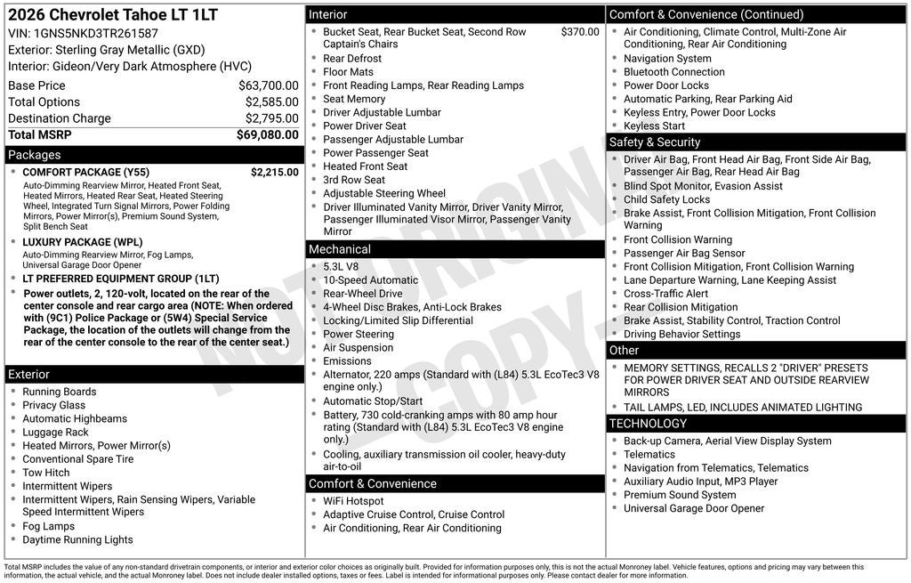2026 Chevrolet Tahoe LT