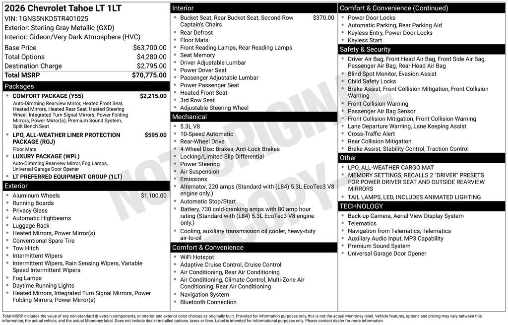 2026 Chevrolet Tahoe LT