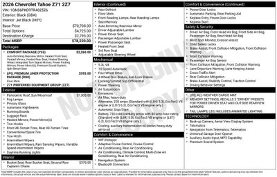 2026 Chevrolet Tahoe Z71