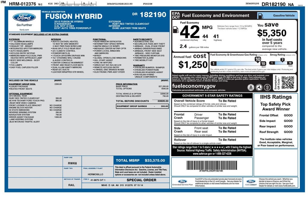 2013 Ford Fusion Hybrid SE
