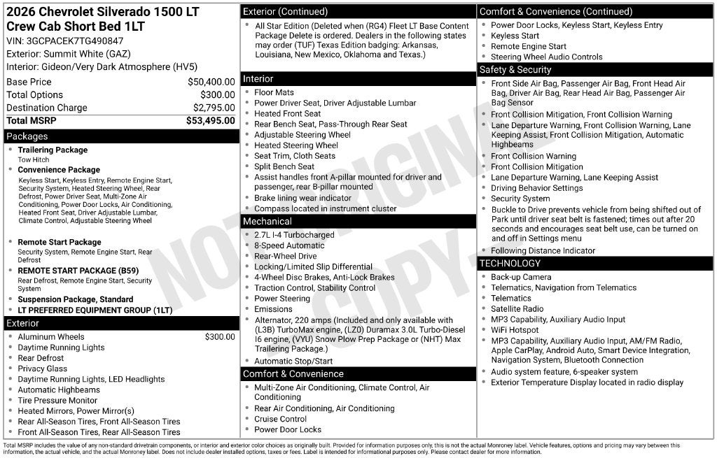 2026 Chevrolet Silverado 1500 LT