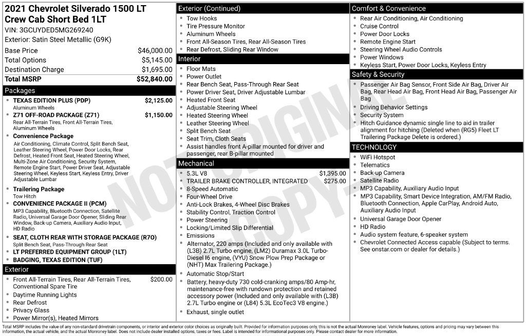 2021 Chevrolet Silverado 1500 LT Texas Edition