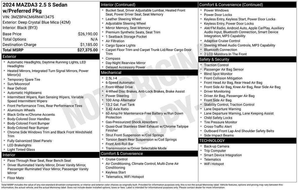 2024 Mazda Mazda3 2.5 S Preferred Package