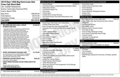 2019 RAM 1500 Big Horn/Lone Star