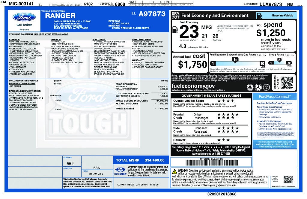 2020 Ford Ranger XLT