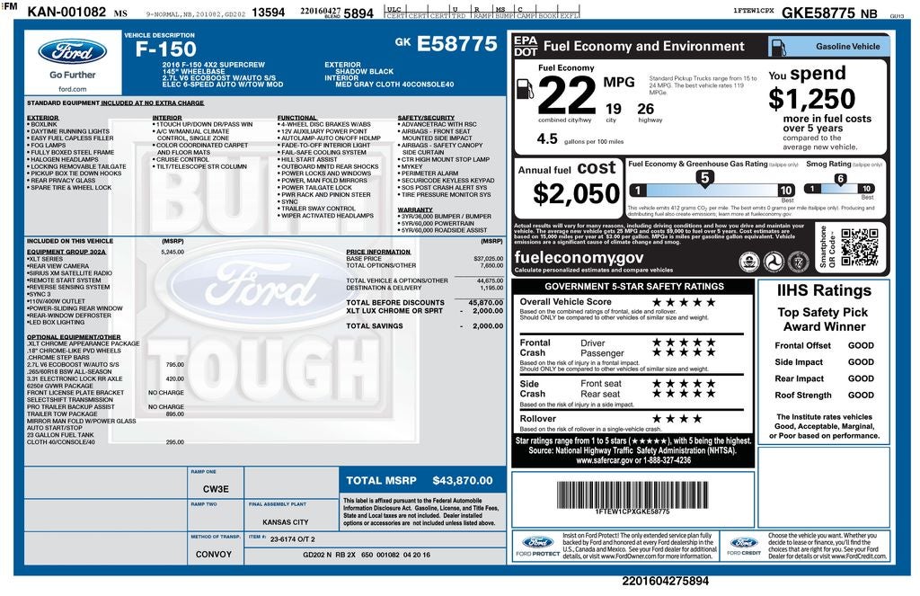 2016 Ford F-150 XLT