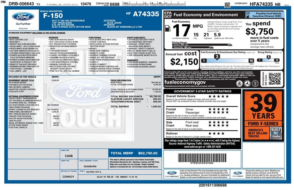 2017 Ford F-150 Platinum