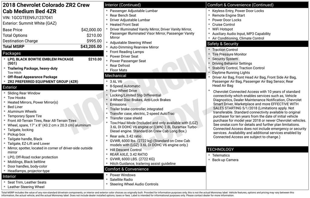 2018 Chevrolet Colorado 4WD ZR2 Crew Cab Short Box's photo