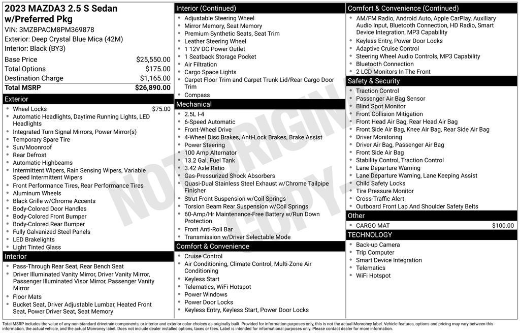 2023 Mazda Mazda3 2.5 S Preferred Package