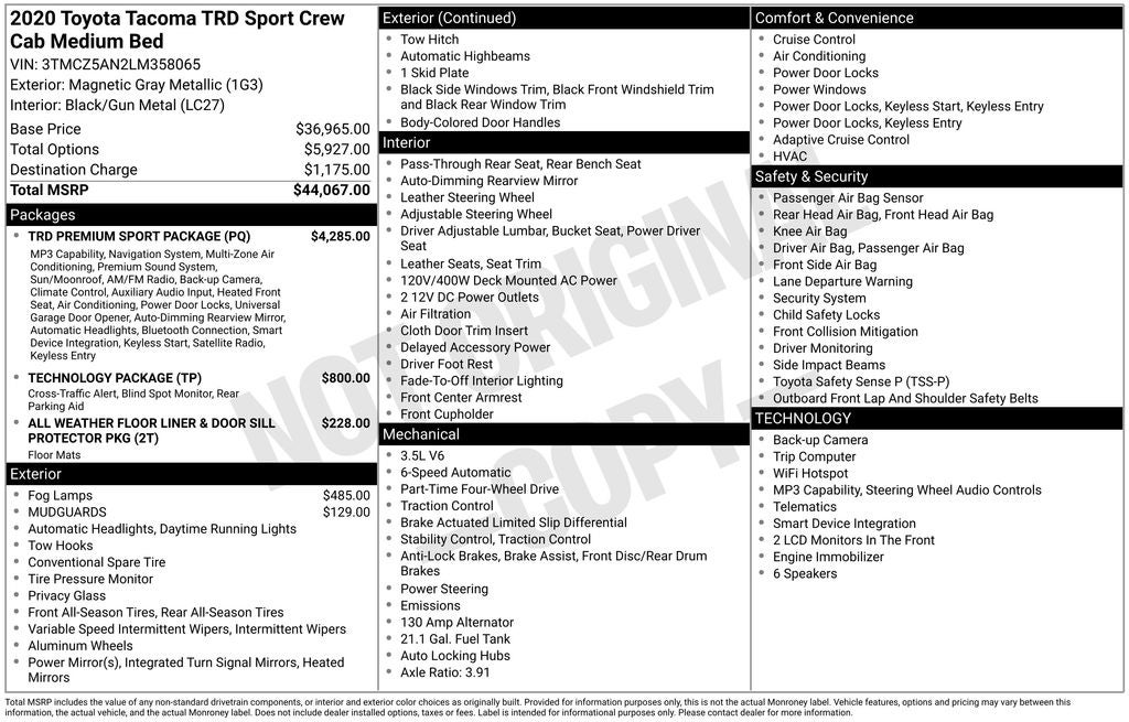 2020 Toyota Tacoma TRD Sport V6