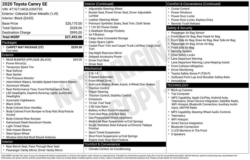 2020 Toyota Camry SE