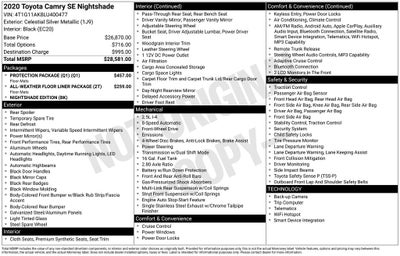 2020 Toyota Camry SE Nightshade