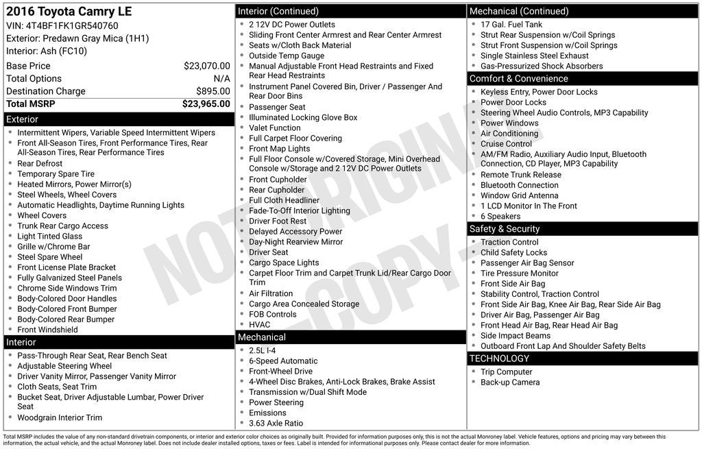 2016 Toyota Camry LE