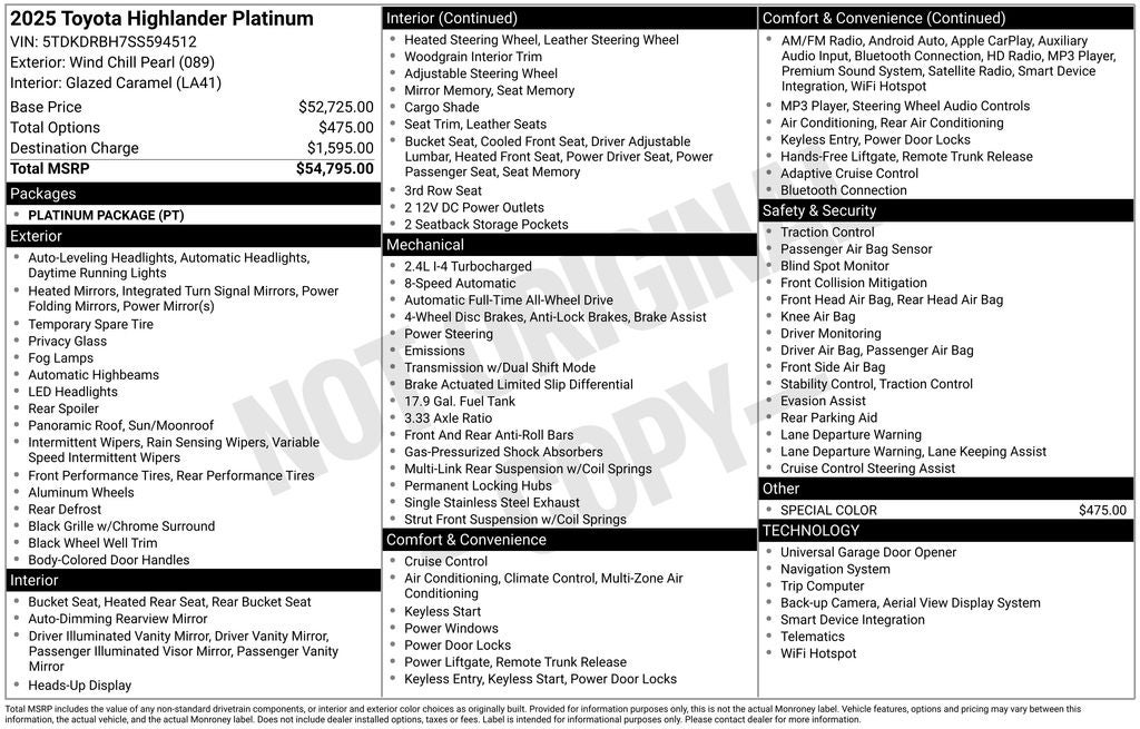 2025 Toyota Highlander Platinum