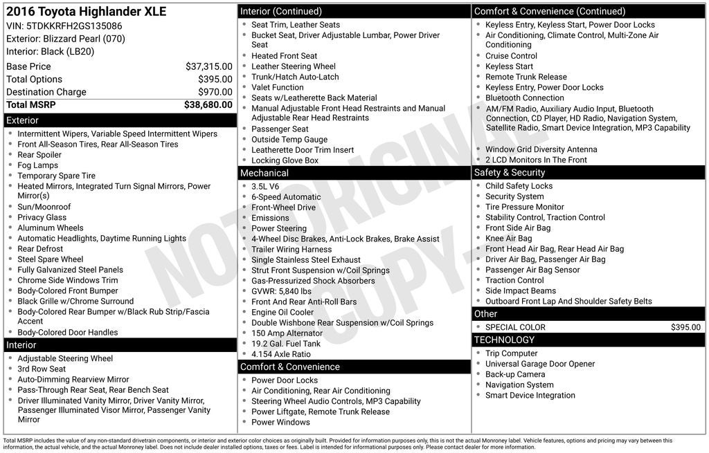 2016 Toyota Highlander XLE V6