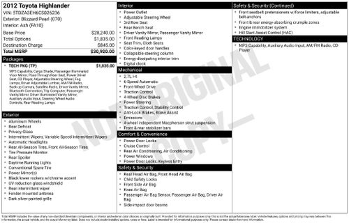 2012 Toyota Highlander Base