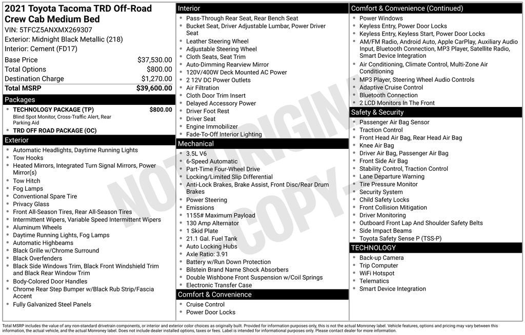2021 Toyota Tacoma TRD Off-Road V6
