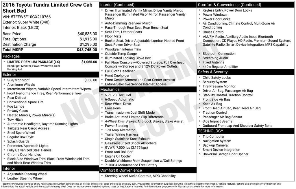 2016 Toyota Tundra Limited CrewMax