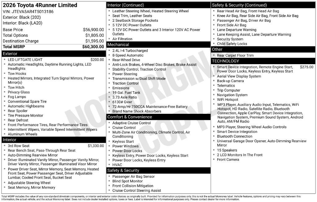 2026 Toyota 4Runner Limited