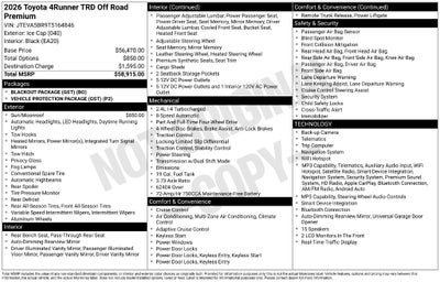 2026 Toyota 4Runner TRD Off-Road Premium