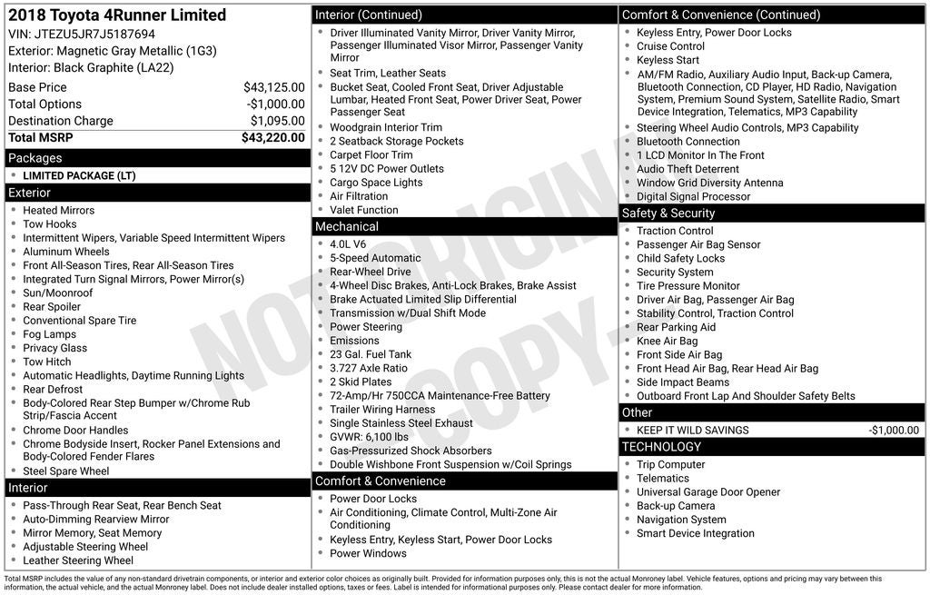 2018 Toyota 4Runner Limited