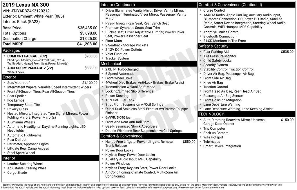 2019 Lexus NX 300 Base